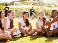 Girls playing soccer